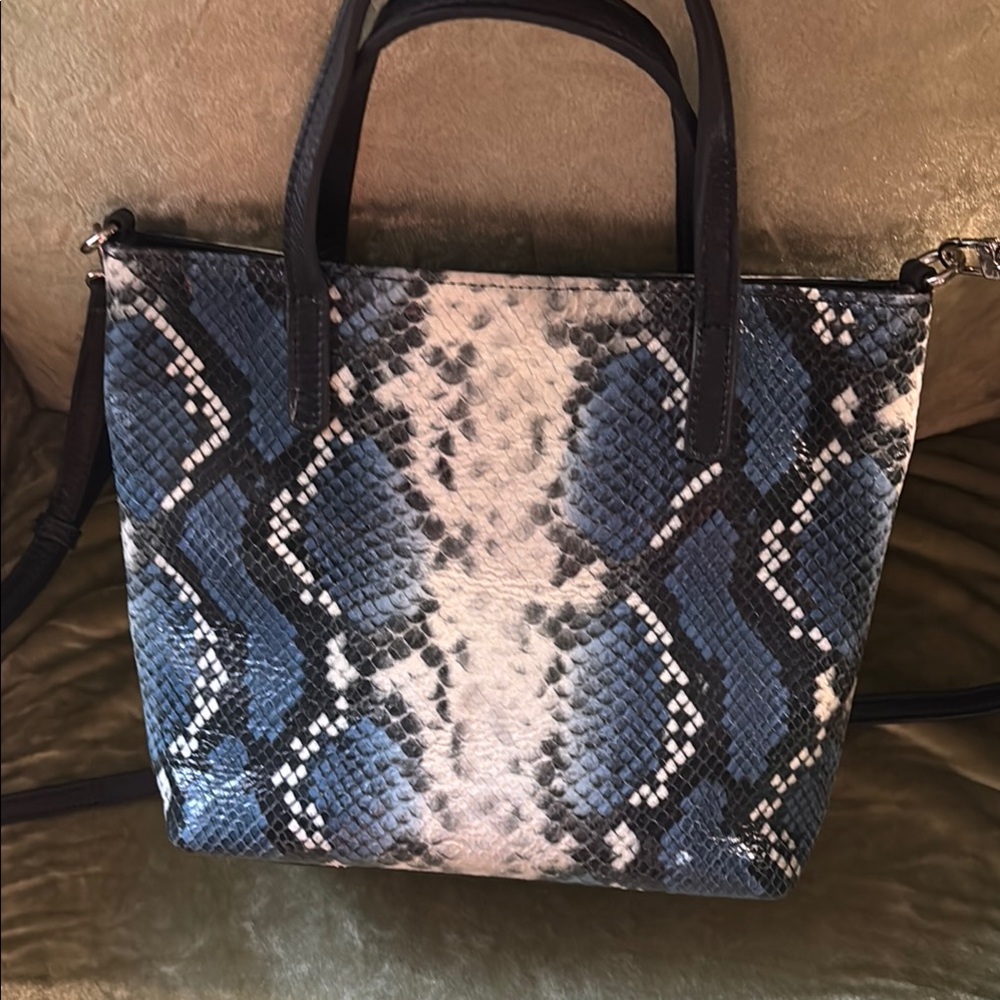 GiGi New York Blue and Black Mini Bag with Snake Print
